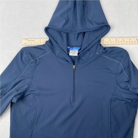 Title Nine Hoodie Blue 1/2 Zip Pocket Running Sz. M - Picture 9 of 12
